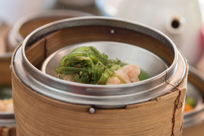 Close-up of salad in steamer