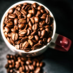 Close-up of coffee beans on table