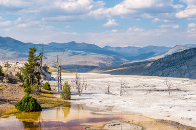 Scenic view of landscape and mountains against sky