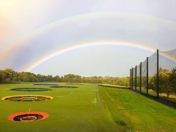 Scenic view of rainbow against sky