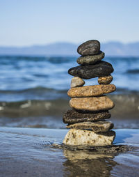 Stacked rocks at beach
