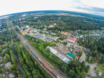 High angle view of city