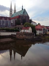 Reflection of church in water