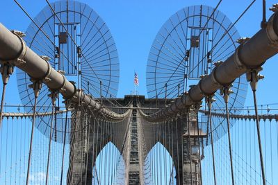 Brooklyn bridge against clear blue sky