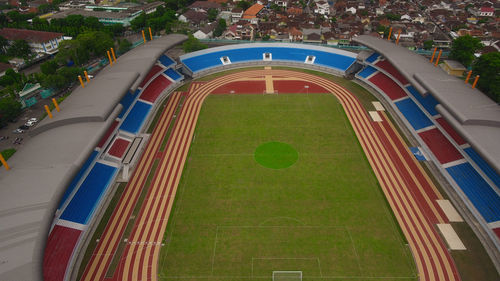 High angle view of basketball court