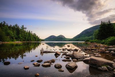 Scenic view of lake against sky