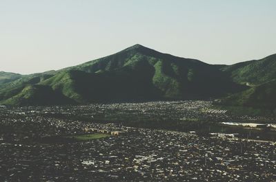 Scenic view of mountains against clear sky