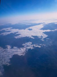 Aerial view of snow covered landscape