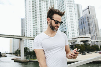 Man looking at cell phone