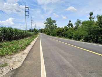 Empty road by trees