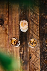 High angle view of coffee on table