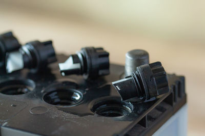 Close-up of camera on table