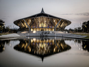 Reflection of building in water