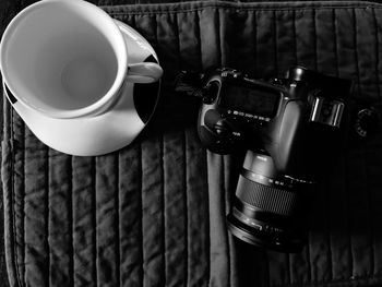 Close-up of coffee cup on table