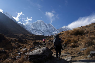 Trekking in nepal - annapurna region.
road from machhapuchhare base camp to annapurna base camp.