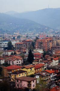 Citiyscape of residence houses and apartment buildings in bergamo, italy