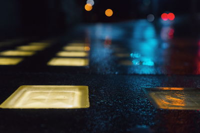 Close-up of illuminated yellow lights