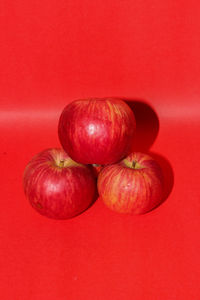 High angle view of apples on table