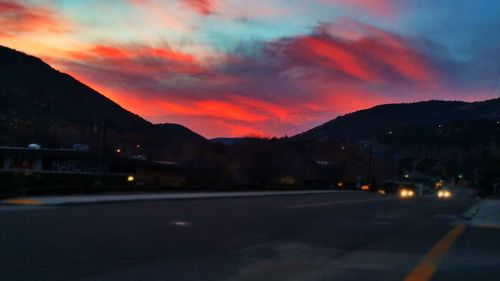 View of road at sunset