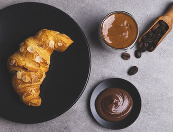 High angle view of coffee on table