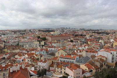 High angle view of townscape against sky