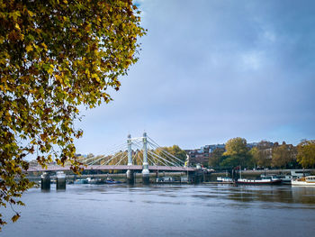 Bridge over river against sky