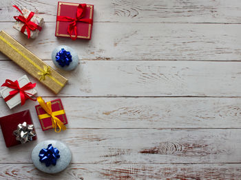 Directly above shot of christmas decoration on table