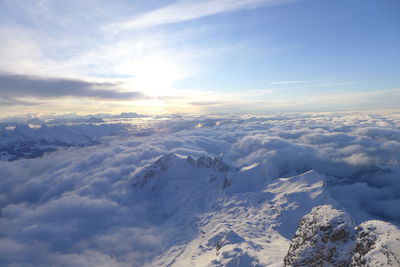 Scenic view of snow against sky
