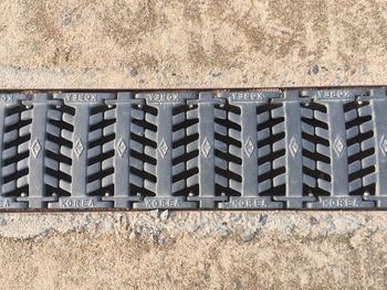 High angle view of pipes on field