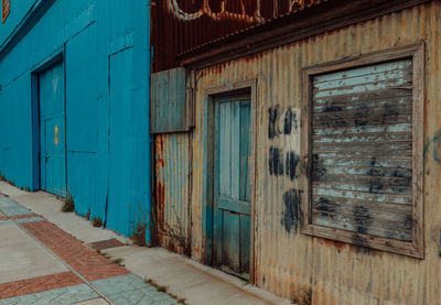 Blue door of building