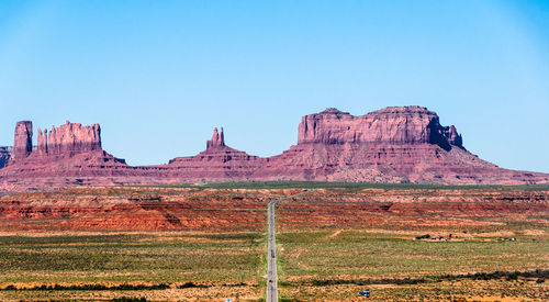 Monument valley against clear sky