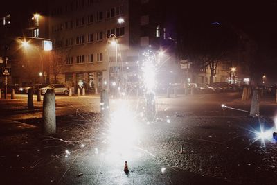 View of city street at night