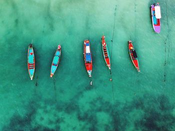 Directly above shot of nautical vessels on sea