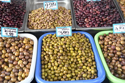 High angle view of fruits for sale