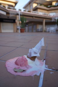 Close-up of ice cream on table