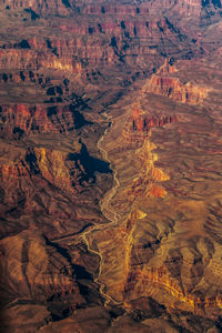 High angle view of rock formations on land