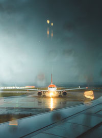 High angle view of car on road at night