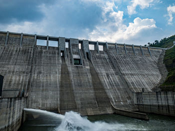 Low angle view of dam against sky