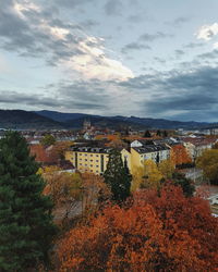 High angle view of townscape against sky