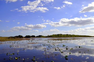 Scenic view of lake against sky