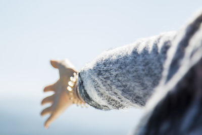 Cropped image of woman against clear sky