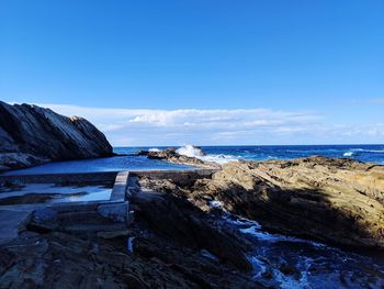 Scenic view of blue pools against blue sky