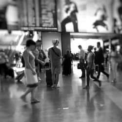 Woman with hands in background