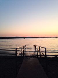 View of pier at sunset