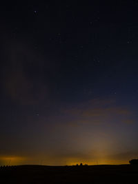 Scenic view of silhouette landscape against sky at night