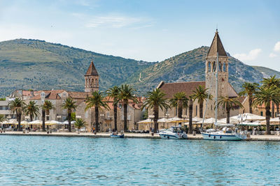 Townscape of beautiful seaside town of trogir in croatia