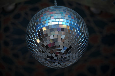 Low angle view of disco ball hanging