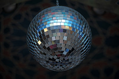 Low angle view of disco ball hanging
