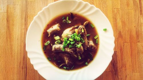 Close-up of soup in bowl