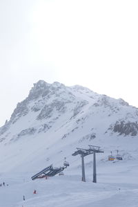 Scenic view of snow covered mountains against sky